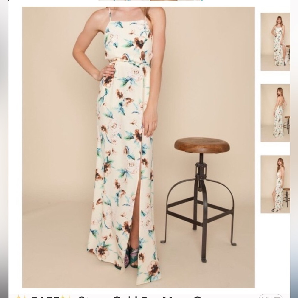Stone cold fox Rare moss floral gown Sz 2 or US 4/6 backless silk maxi dress
